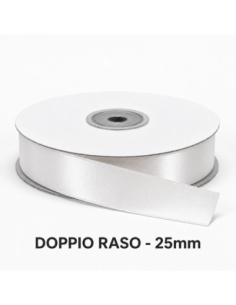 Nastro Doppio Raso 25 mm x 50 m - Bianco - bobina