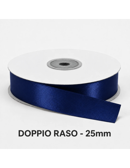 Nastro Doppio Raso 25 mm x 50 m - Blu Notte - bobina