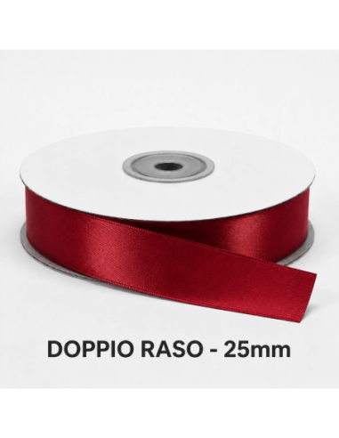 Nastro Doppio Raso 25 mm x 50 m - Bordeaux - bobina