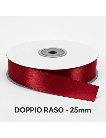 Nastro Doppio Raso 25 mm x 50 m - Bordeaux - bobina