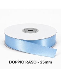 Nastro Doppio Raso 25 mm x 50 m - Celeste - bobina