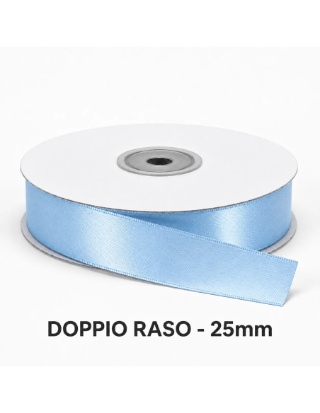 Nastro Doppio Raso 25 mm x 50 m - Celeste - bobina