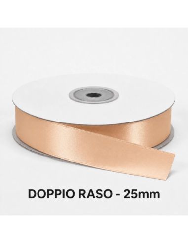 Nastro Doppio Raso 25 mm x 50 m - Cipria - bobina