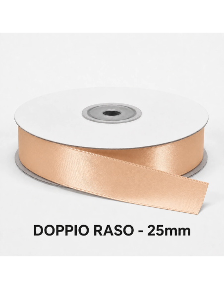 Nastro Doppio Raso 25 mm x 50 m - Cipria - bobina