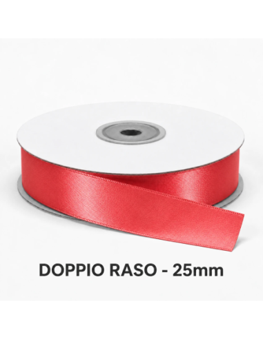 Nastro Doppio Raso 25 mm x 50 m - Corallo - bobina