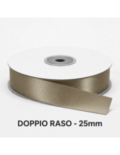 Nastro Doppio Raso 25 mm x 50 m - Fango - bobina