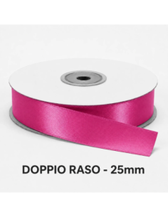 Nastro Doppio Raso 25 mm x 50 m - Fucsia - bobina