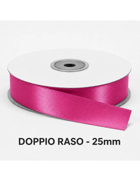 Nastro Doppio Raso 25 mm x 50 m - Fucsia - bobina