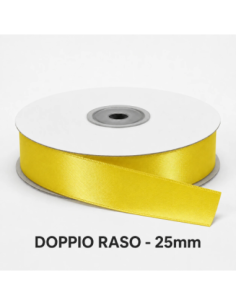 Nastro Doppio Raso 25 mm x 50 m - Giallo - bobina
