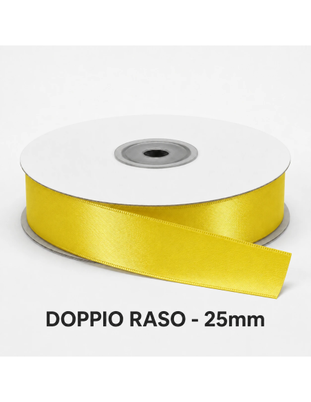 Nastro Doppio Raso 25 mm x 50 m - Giallo - bobina