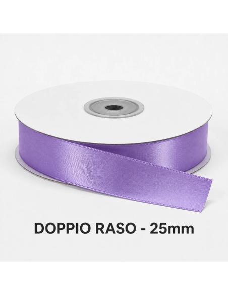Nastro Doppio Raso 25 mm x 50 m - Lilla - bobina