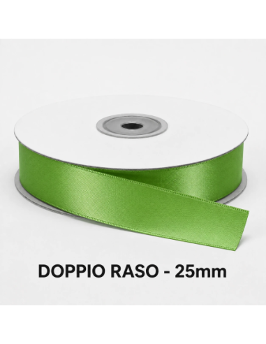 Nastro Doppio Raso 25 mm x 50 m - Verde Mela - bobina