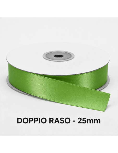 Nastro Doppio Raso 25 mm x 50 m - Verde Mela - bobina