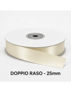 Nastro Doppio Raso 25 mm x 50 m - Naturale - bobina
