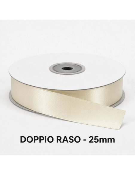 Nastro Doppio Raso 25 mm x 50 m - Naturale - bobina