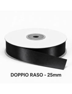 Nastro Doppio Raso 25 mm x 50 m - Nero - bobina