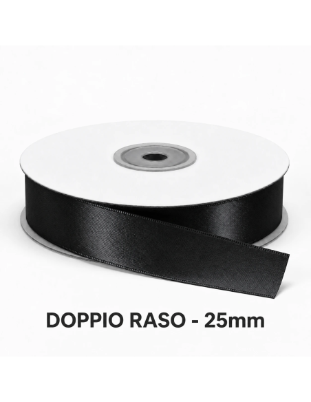 Nastro Doppio Raso 25 mm x 50 m - Nero - bobina