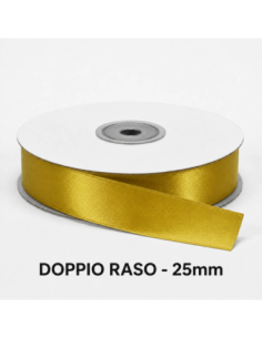 Nastro Doppio Raso 25 mm x 50 m - Oro - bobina