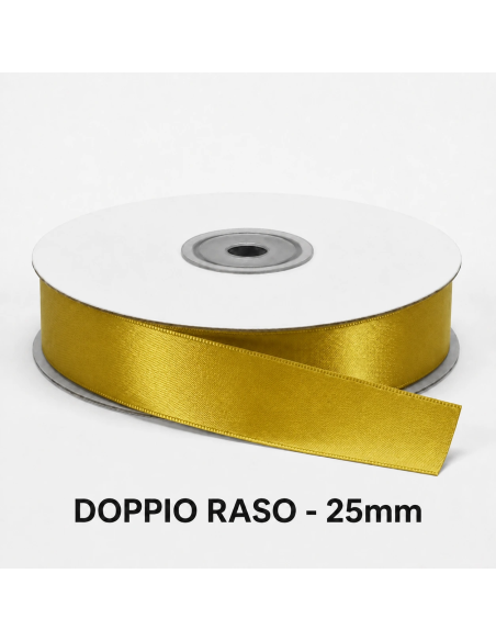 Nastro Doppio Raso 25 mm x 50 m - Oro - bobina