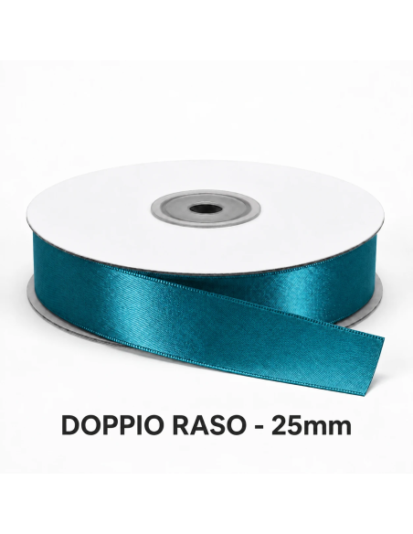 Nastro Doppio Raso 25 mm x 50 m - Ottanio - bobina