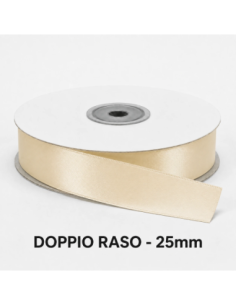 Nastro Doppio Raso 25 mm x 50 m - Panna - bobina