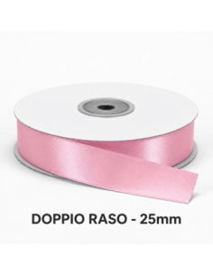 Nastro Doppio Raso 25 mm x 50 m - Rosa - bobina