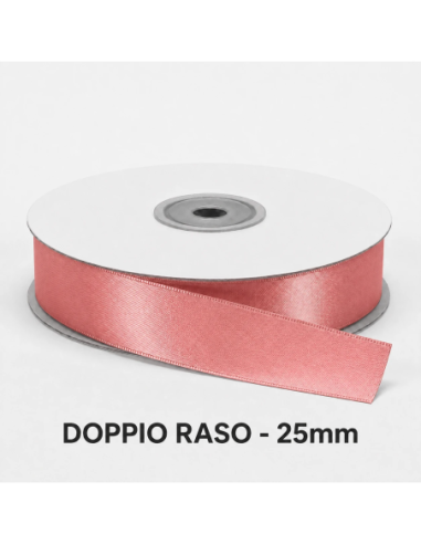 Nastro Doppio Raso 25 mm x 50 m - Rosa Antico - bobina
