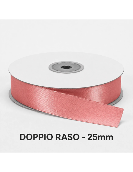 Nastro Doppio Raso 25 mm x 50 m - Rosa Antico - bobina