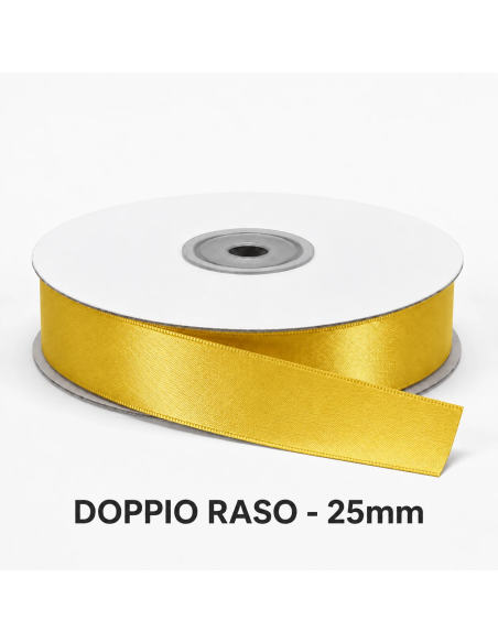 Nastro Doppio Raso 25 mm x 50 m - Senape - bobina