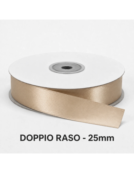 Nastro Doppio Raso 25 mm x 50 m - Vaniglia - bobina