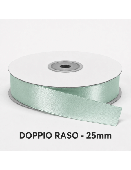 Nastro Doppio Raso 25 mm x 50 m - Verde Acqua - bobina