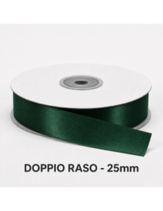 Nastro Doppio Raso 25 mm x 50 m - Verde Bottiglia - bobina