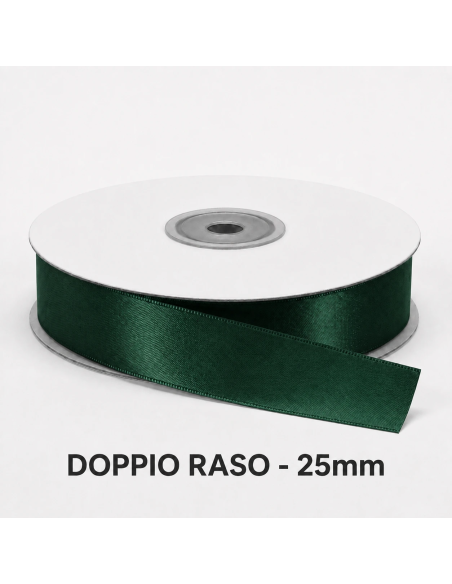 Nastro Doppio Raso 25 mm x 50 m - Verde Bottiglia - bobina