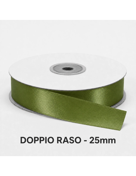 Nastro Doppio Raso 25 mm x 50 m - Verde - bobina