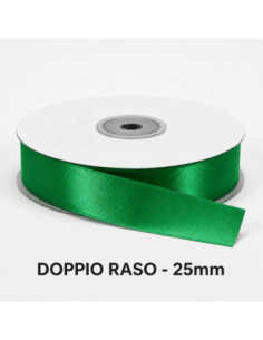 Nastro Doppio Raso 25 mm x 50 m - Verde Smeraldo - bobina
