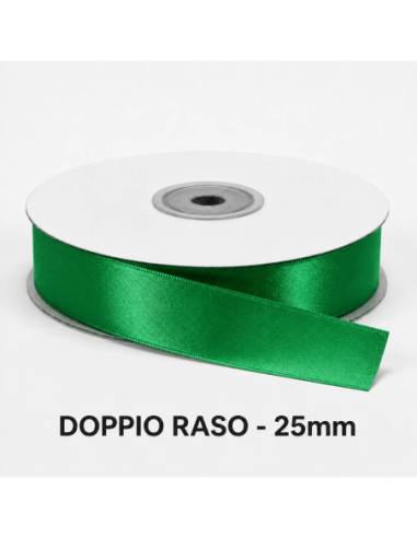 Nastro Doppio Raso 25 mm x 50 m - Verde Smeraldo - bobina