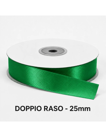 Nastro Doppio Raso 25 mm x 50 m - Verde Smeraldo - bobina