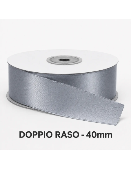 Nastro Doppio Raso 38 mm x 50 m - Argento - bobina