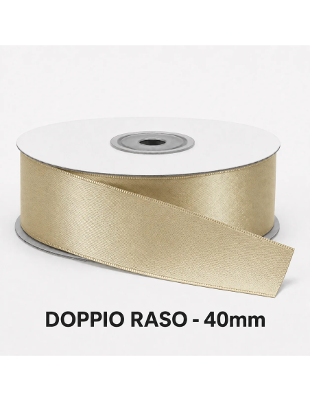 Nastro Doppio Raso 38 mm x 50 m - Beige - bobina