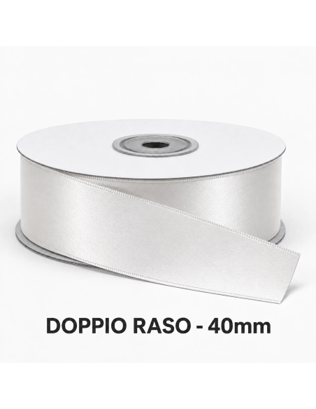 Nastro Doppio Raso 38 mm x 50 m - Bianco - bobina