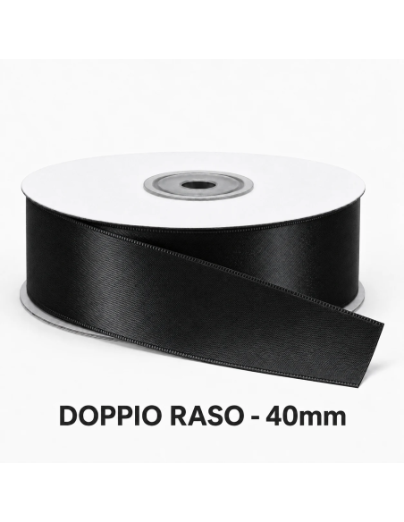 Nastro Doppio Raso 38 mm x 50 m - Nero - bobina