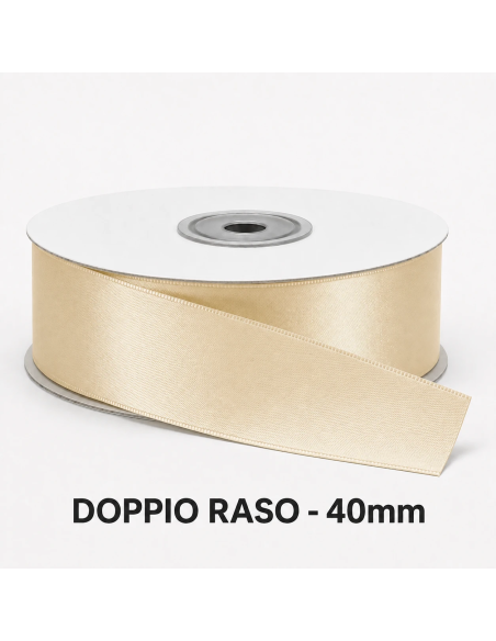 Nastro Doppio Raso 38 mm x 50 m - Panna - bobina