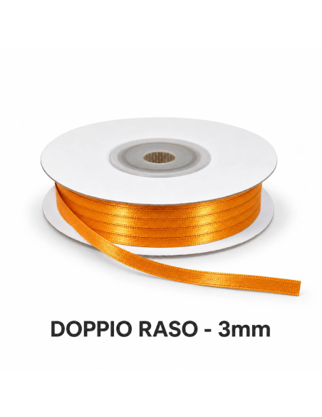 Nastro Doppio Raso 3 mm x 50 m - Arancio - bobina