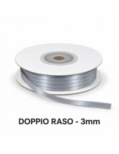 Nastro Doppio Raso 3 mm x 50 m - Argento - bobina