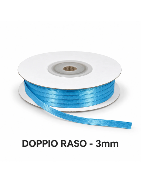 Nastro Doppio Raso 3 mm x 50 m - Avion Blue - bobina