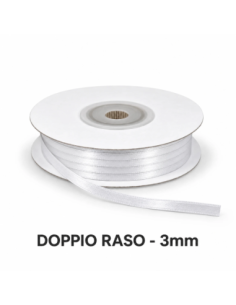 Nastro Doppio Raso 3 mm x 50 m - Bianco - bobina
