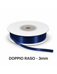 Nastro Doppio Raso 3 mm x 50 m - Blu Notte - bobina