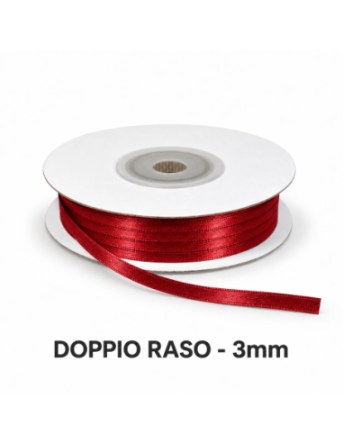 Nastro Doppio Raso 3 mm x 50 m - Bordeaux - bobina