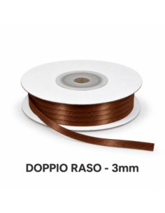 Nastro Doppio Raso 3 mm x 50 m - Cioccolato - bobina