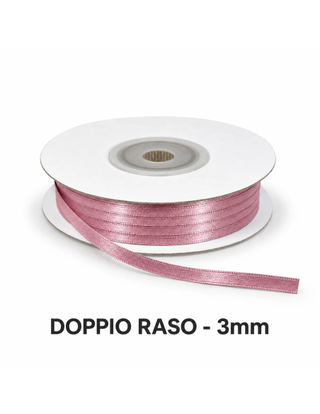 Nastro Doppio Raso 3 mm x 50 m - Cipolla - bobina